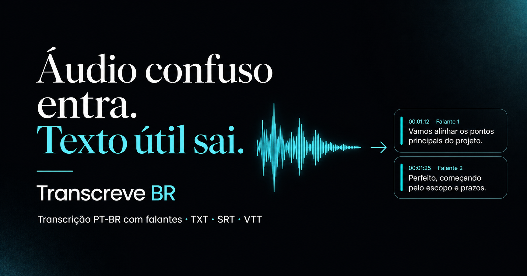 I built a PT-BR transcription tool with diarization — one real file free, no card logo